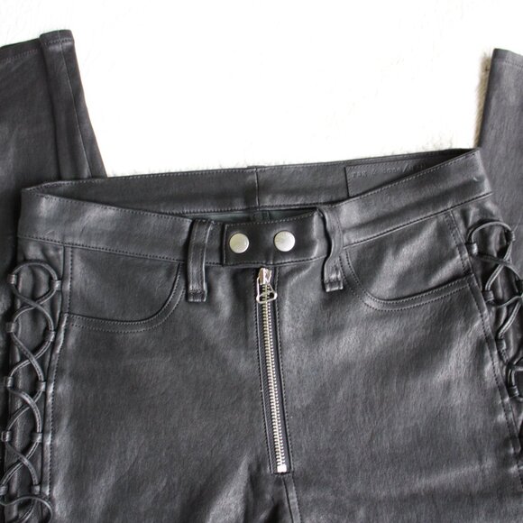 RAG & BONE black KIKU STRETCH LACE-UP LEATHER LEGGING PANT JEAN Vintage hippie - Picture 7 of 11